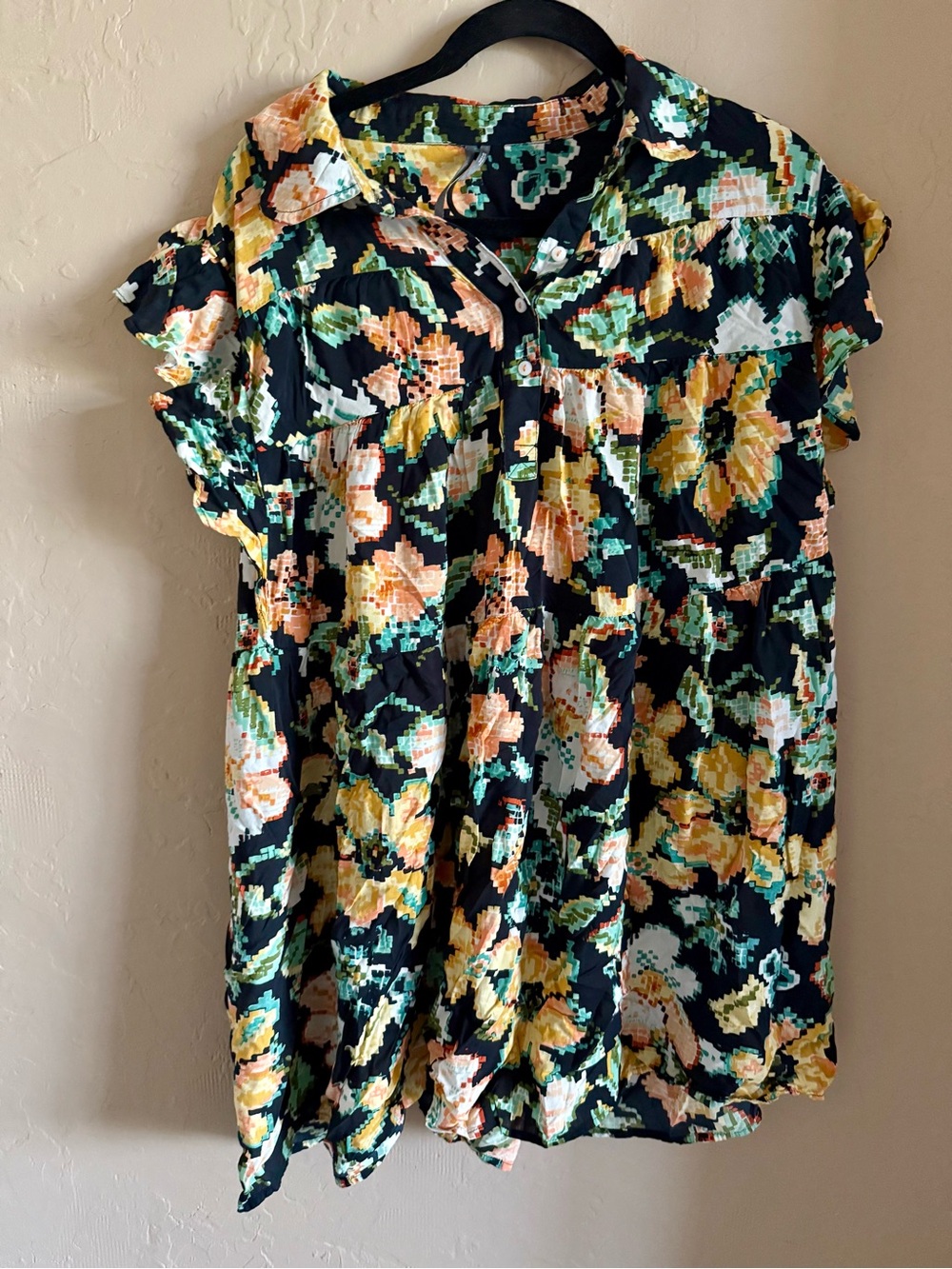 Anthropologie Flutter Sleeve Printed Pajama Dress 1X - Picture 2 of 5